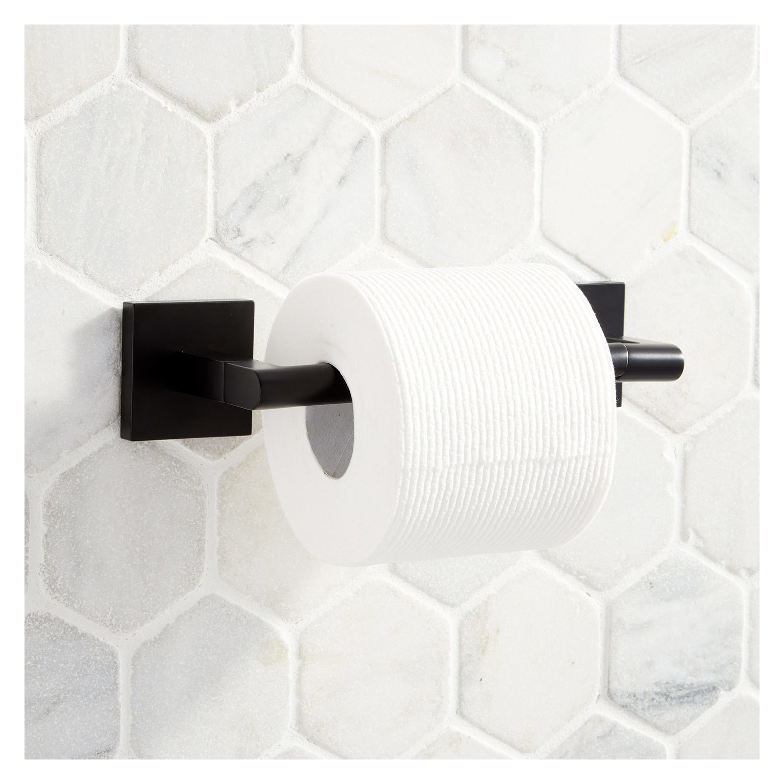 Hibiscus Wall Mount Toilet Paper Holder, Matte Black