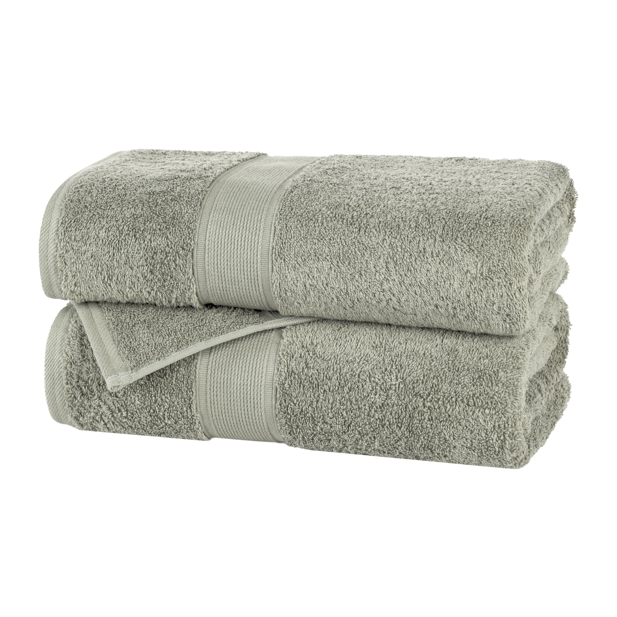 Lyndon Organic Cotton Medium Weight Towel Set, Sage, 2 Bath Sheet Set