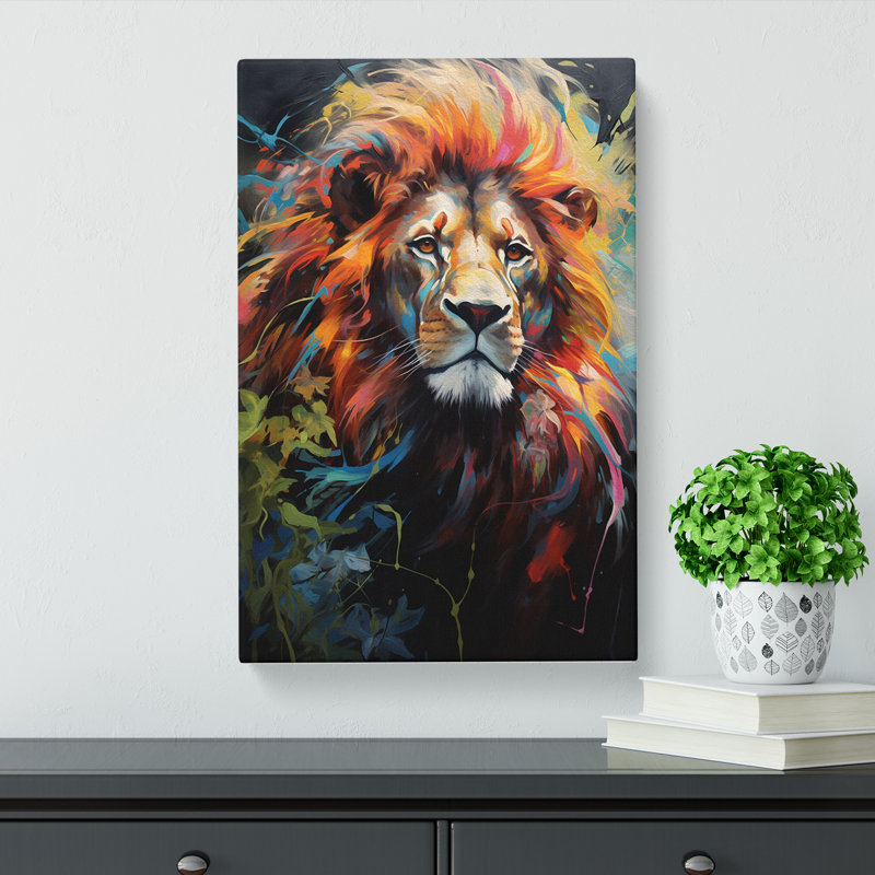 Lion Hard Edge Painting Art - No Frame Print, 76cm H x 50cm W x 3cm D