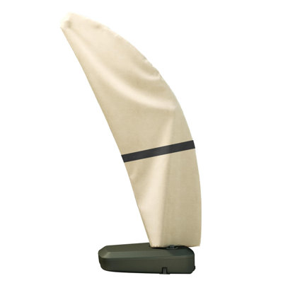 Deluxe Patio Umbrella Cover For 10×13 FT Offset Umbrella With Curved Cantilever And Straight Pole, Waterproof Cantilever Umbrella Cover With Zipper, Weather-Resistant, Beige