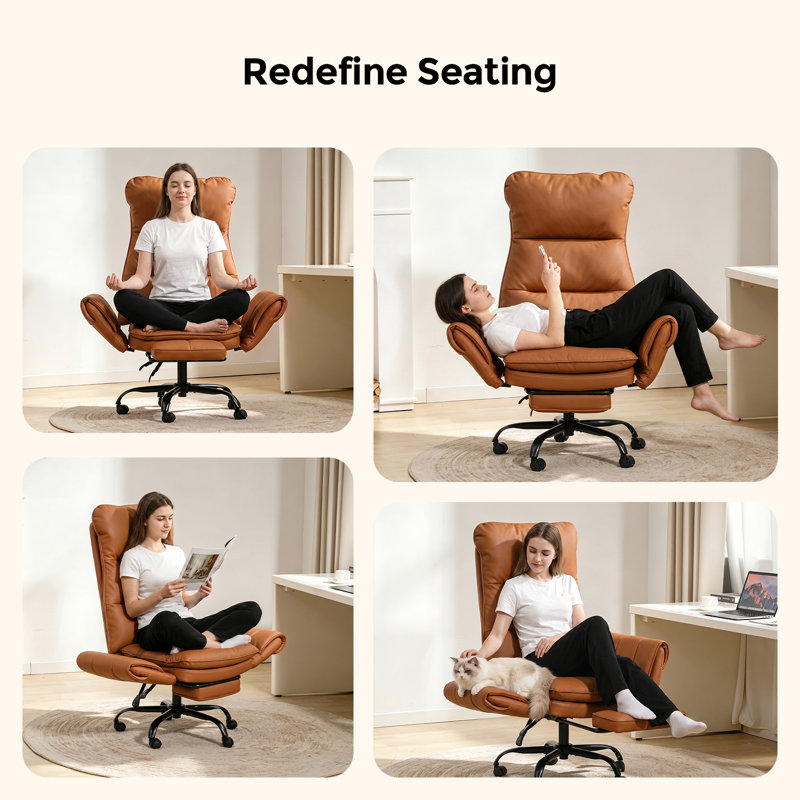 Big and Tall Office Chair, Flip Armrests for Pets & Cross Legged Sitting, Executive Ergonomic Computer Gaming Chair with Foot Rest