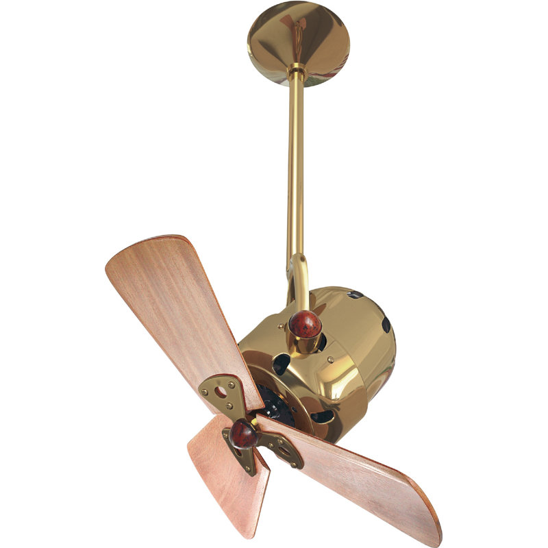 16" Bianca Direcional 3 Blade Ceiling Fan, Polished Brass, 5" Downrod, Mahogany