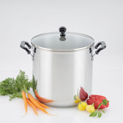 8 qt BRA Signature Stainless Steel Cooking Stockpot with Glass Lid, Silver,  9.4