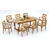 6 Seats 7 Pcs Grade-A Teak Wood Dining Set: 94" Mas Oval Trestle Leg Table And 6 Granada Stacking Arm Chairs #11GR2306