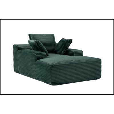 Oversized Chaise Lounge Chair Cozy Cloud Couch, Modern Plush Corduroy Upholstered Sofa with 3 Pillows and Wide Armrest for Living Room, No Assembly Re by Latitude Run