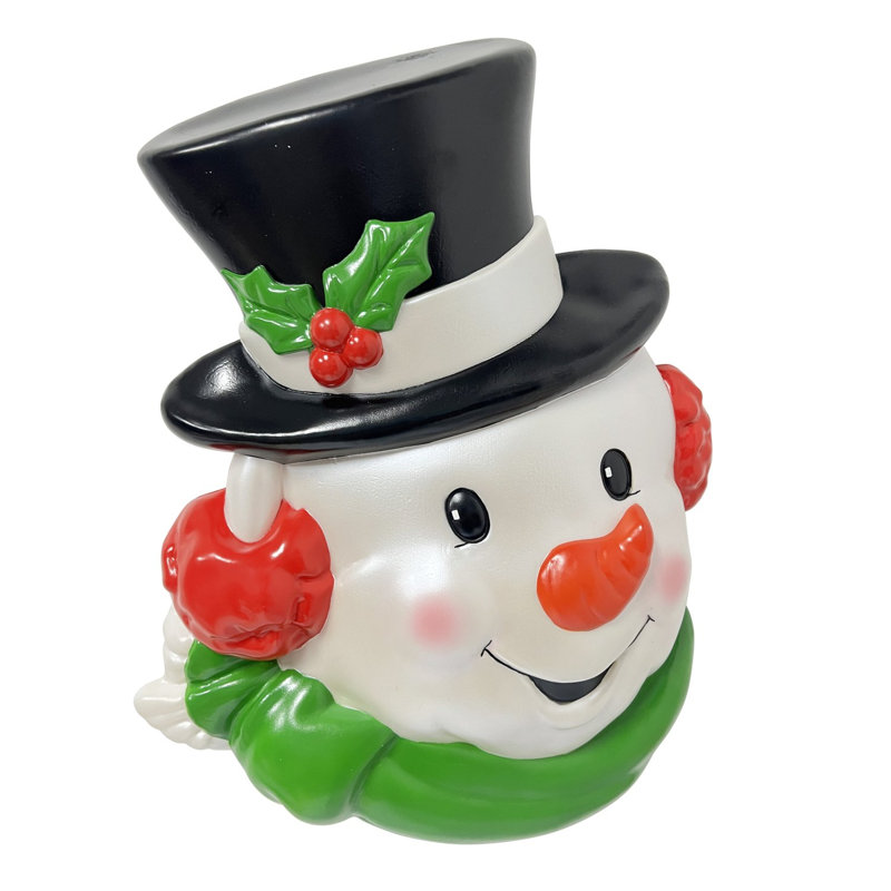 Décoration murale ou cimier de sapin bonhomme de neige pré-illuminé DEL de 48 cm (19 po) de Fraser Hill Farm, moulé par soufflage.