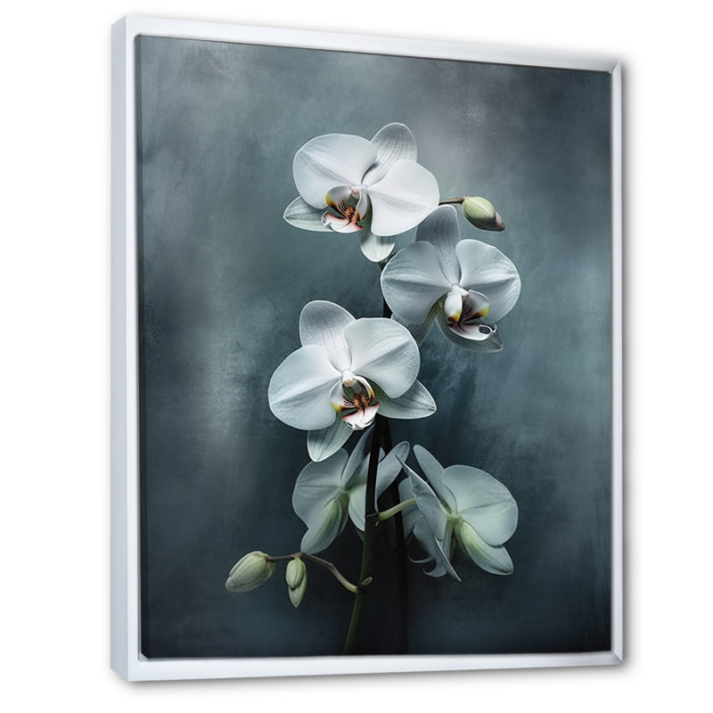 " White Black Exotic Orchids II ", White Floater Framed, 40" H x 30" W x 1.5" D