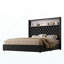 Cadre de lit doux en velours pour grand lit avec port USB et veilleuse, tête de lit de 52 po de hauteur avec décoration rivetée, lit plateforme à oreilles avec tablette de tête de lit, noir-1721978710-1721978706