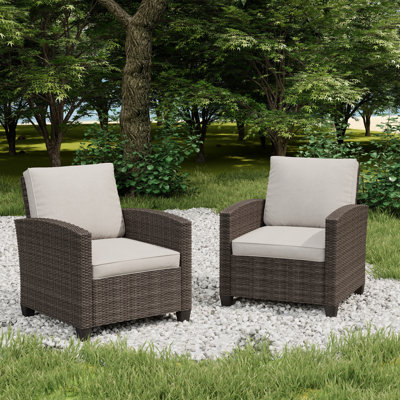 Ensemble de 2 chaises d'extérieur en rotin tissé