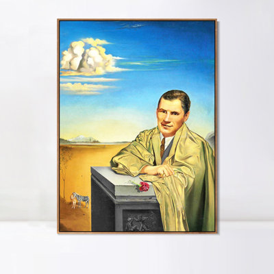 Impression sur toile encadrée, Portrait de Monsieur John Perona (1949) par Salvador Dali, art mural pour le salon, décorations de bureau à domicile (cadre en bois de couleur mince, 18 po x 24 po)