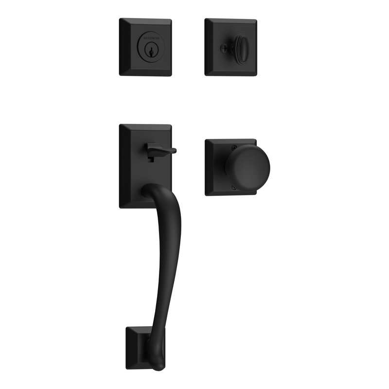 Handleset with Single Cylinder Deadbolt and Door Knob Rosette
