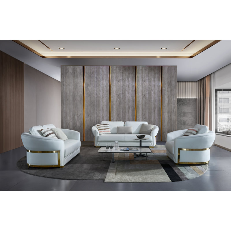 Barrel Chair, White Genuine Leather
