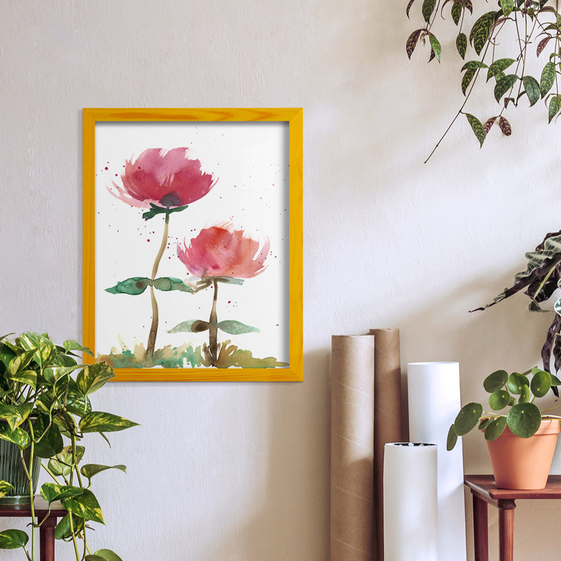 «Pink Fleurs I», impression sur papier, H 15 po x l 12 po x P 1 po, Jaune