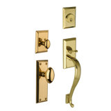 Fifth Avenue Handleset with Deadbolt and Door and Rosette