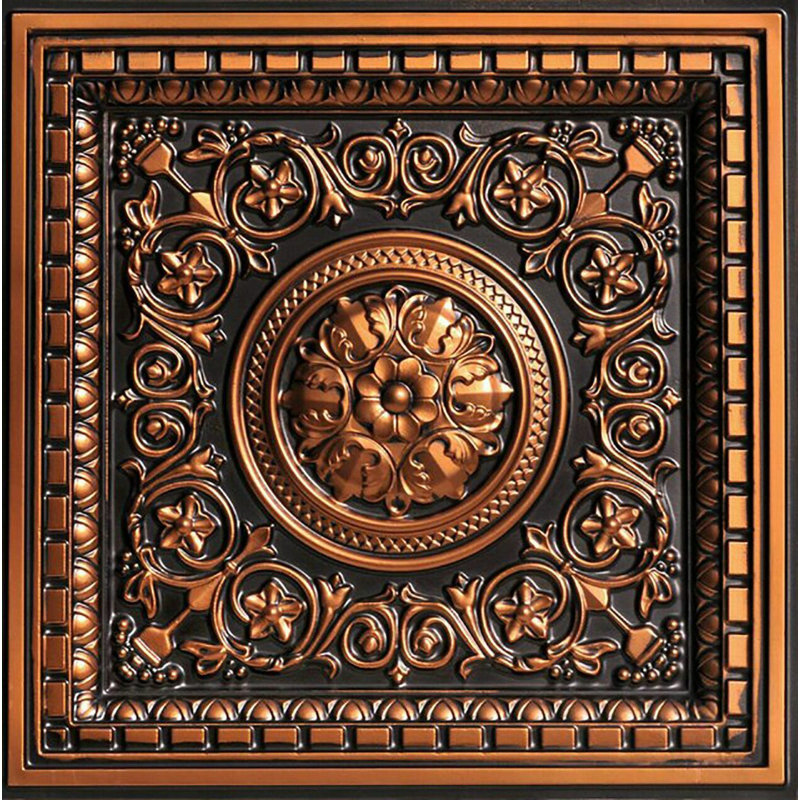 Vallée du Rhin X 2 pi Tuile de plafond à poser en PVC, Cuivre antique