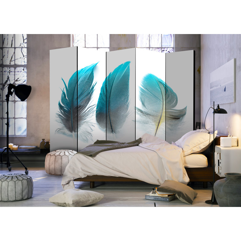 225cm W x 172cm H 5 - Panel Solid Wood Folding Room Divider