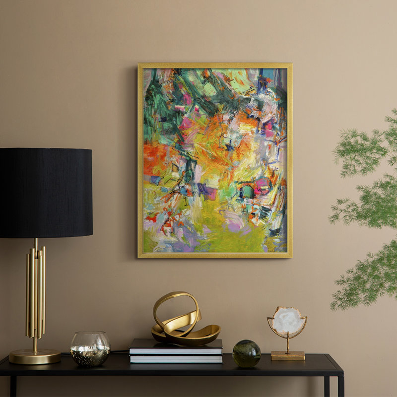 Syncopation III Framed Print - Solid Wood, 30" H x 24" W, Gold