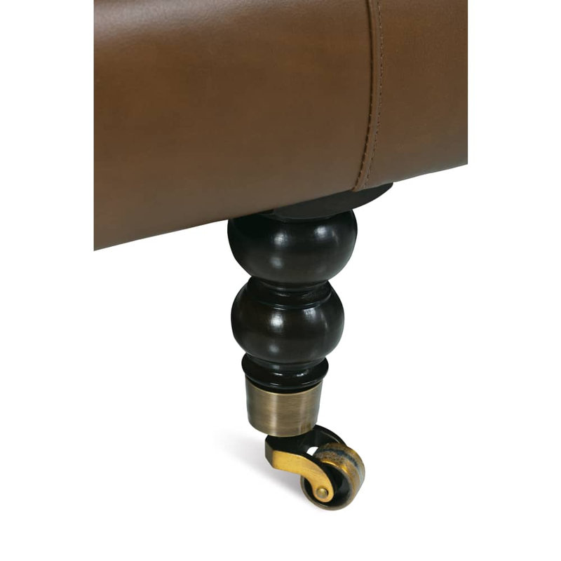 Madeline Leather Bench Cushion Sofa, 34" H x 90" W x 40" D, KL253-94, Dark Brown Wood
