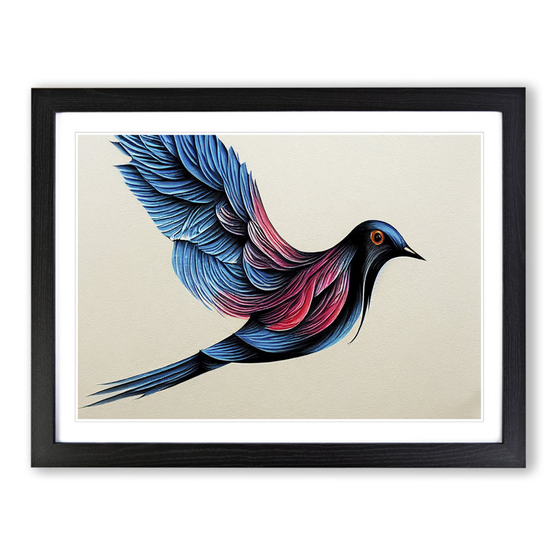 Luxurious Dove Bird Abstract - Single Picture Frame Print, 34cm H x 46cm W x 2cm D, Black