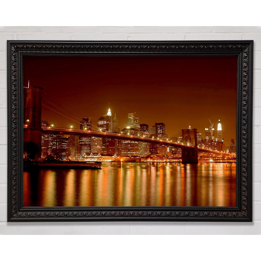 Gerahmtes Wandbild New York Bridge Glow