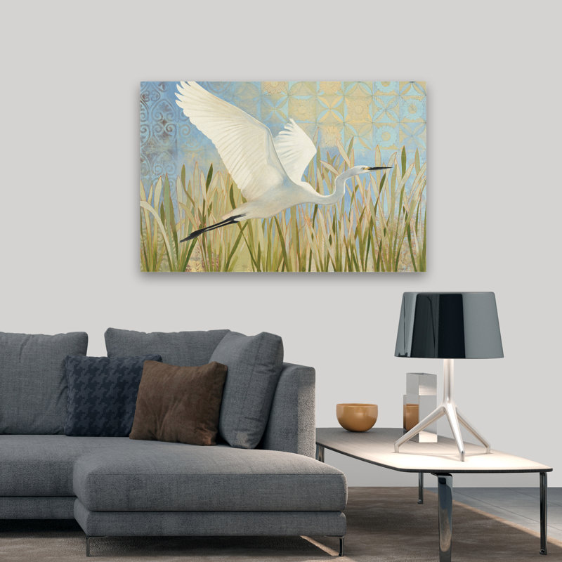 Aigrette contemporaine en vol V2, H 48 po x l 32 po