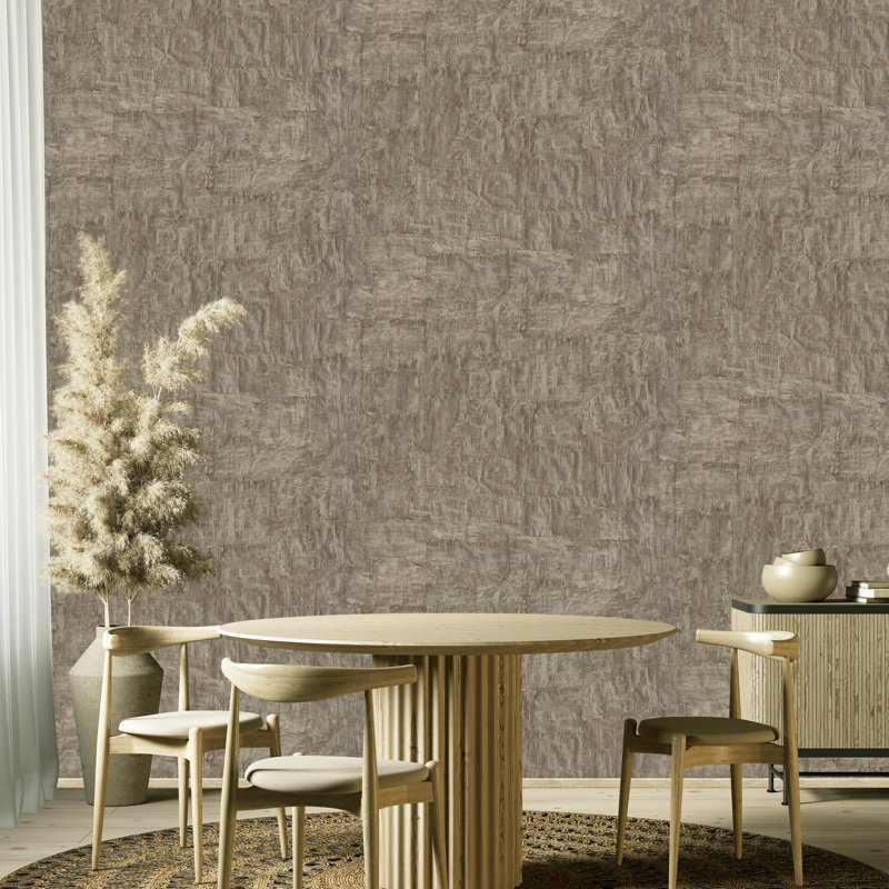 Earth Collection Textured Bark Sheen Wallpaper Roll, Brown