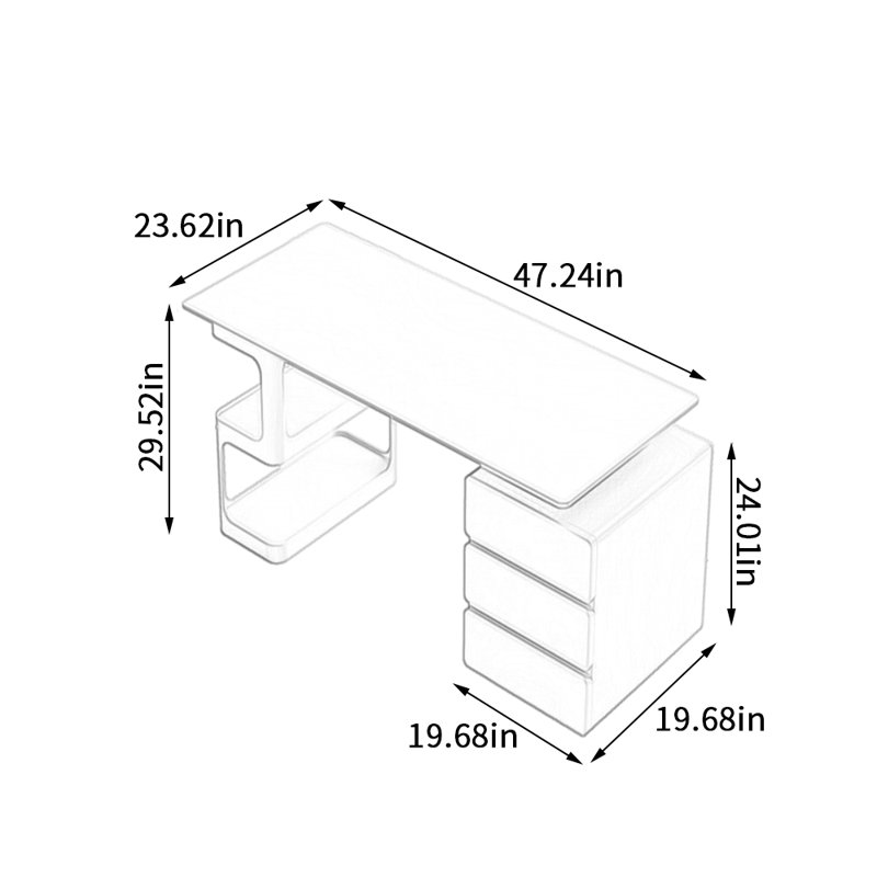 Bureau d'écriture Mayhall, H 29,52 po x l 47,24 po x P 23,62 po