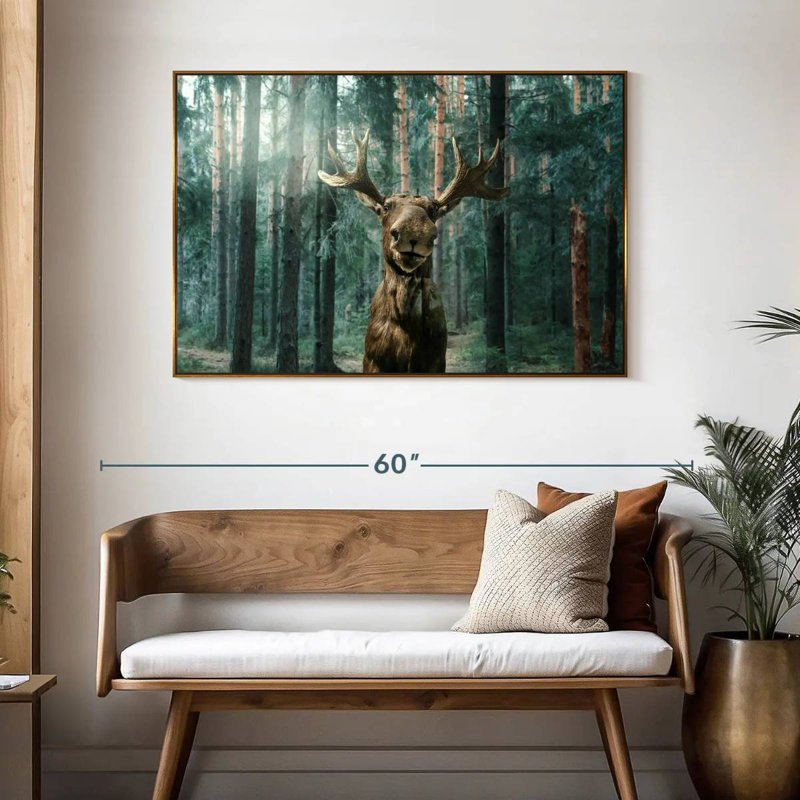Orignal sauvage, 46 po x 31 po, Cadre flottant doré