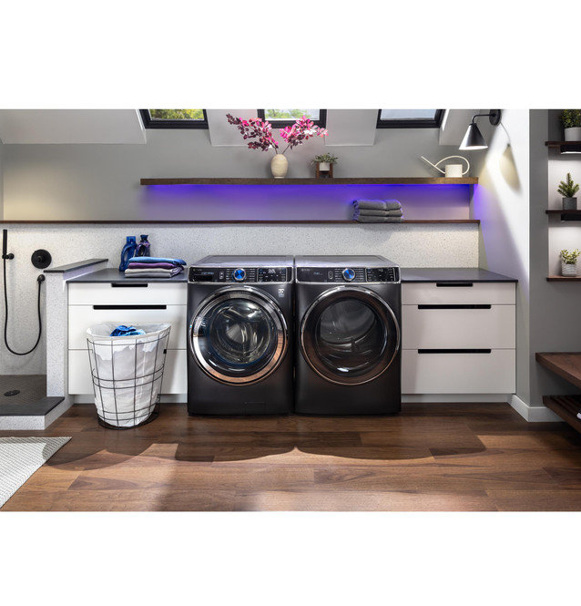 5.3 Cu. Ft. High Efficiency Smart Front Load Washer in Silver/Black
