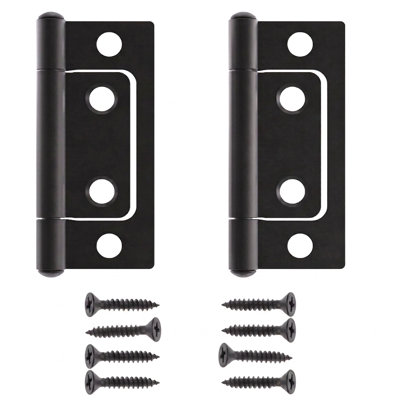 20-Pack 2 in. x 11/16 in. Flat Black Steel Non-Mortise Surface-Mount Hinges with Screws for Cabinet Doors, Cupboards, Shutters and Furniture