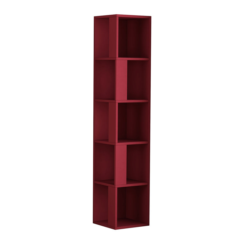Bensonhurst Corner Bookcase Unique Design & Modern Style, Burgundy