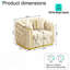 Fauteuil d'appoint 40,6 po Mid-Century moderne en velours capitonné, décoration en acier inoxydable, beige
