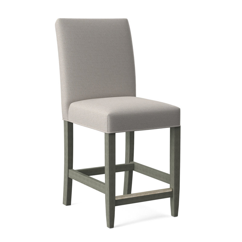 Manhattan Upholstered Stool with Solid Wood Frame, Black Finish, White Textured Performance; 0865-91