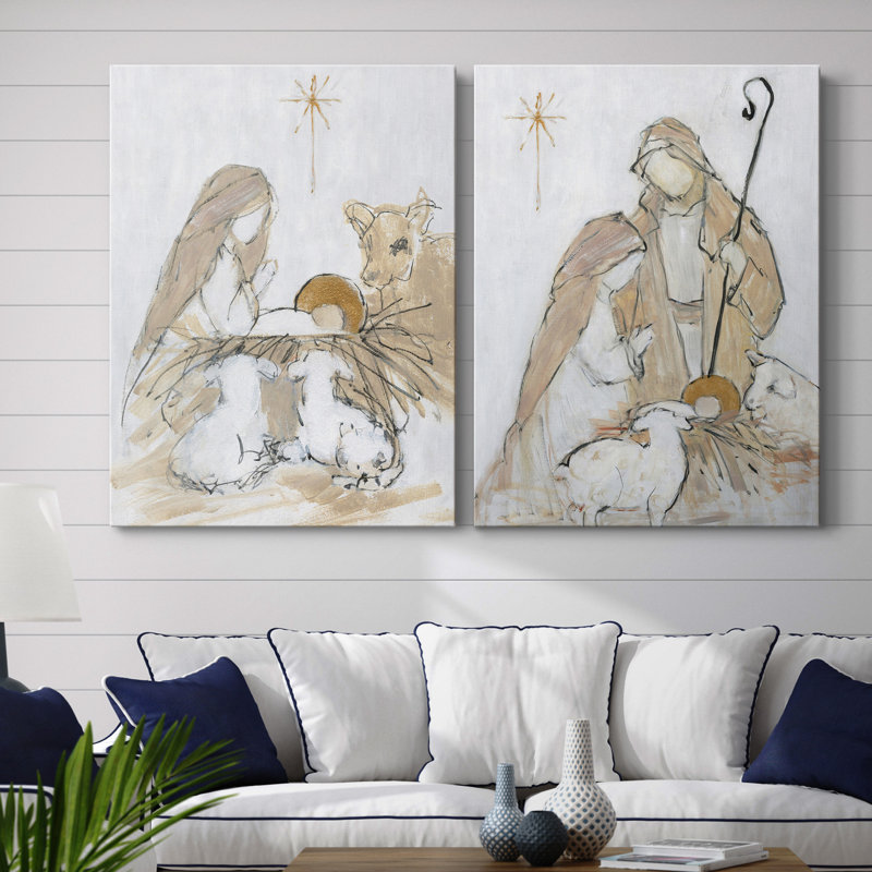 Sainte nuit, ensemble de 2 impressions, H 32 po x l 48 po, Toile tendue, Sans cadre