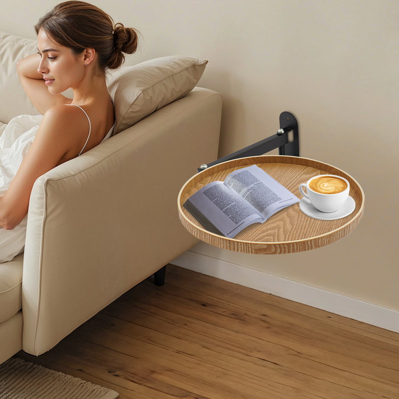 Wall Mounted Foldable Table With Wood Finish Space-Saving Bedside, Sofa & Small Room Desk