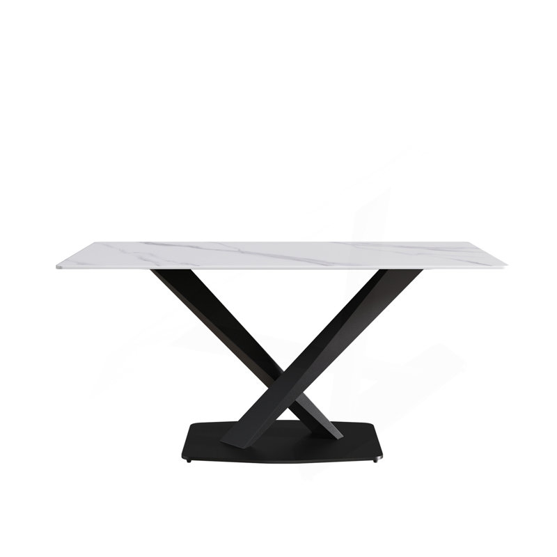 Table de salle à manger 63 po 63 po, H 29,53 po x L 63 po x l 31,5 po, Blanc