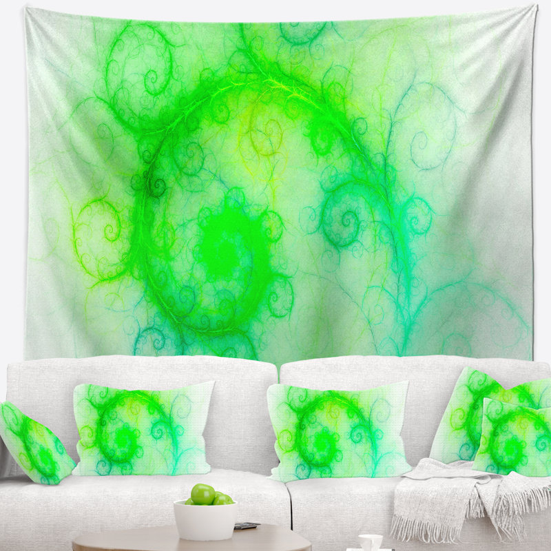 Abstrait magnifique tapisserie à motif vert vif, H 50 po x l 60 po