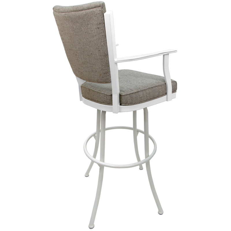 Très grand tabouret pivotant en métal Varges, Bois flottant Hemsath, Blanc