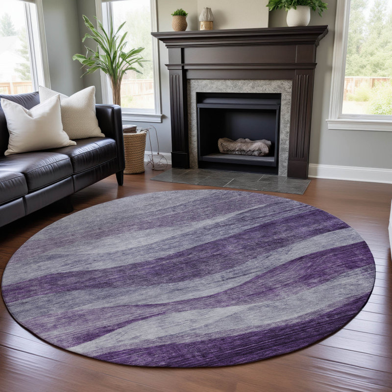 Premium Machine Washable Krause AMF1141 Swirls Rug, Round 8'