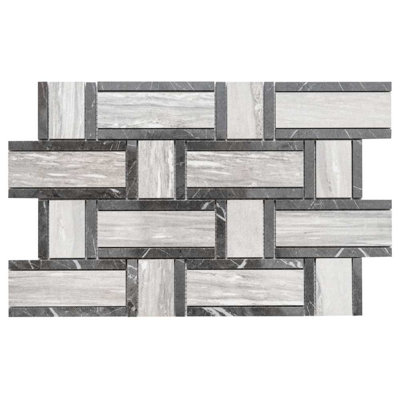 Stately Tre Basketweave 9.5" x 14" Porcelain Marble Look Wall & Floor Tile