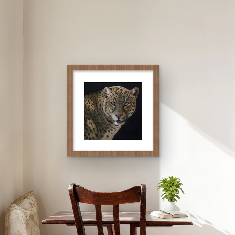 «Realistic Fierce Leopard - Reproduction encadrée hyperréaliste pour chambre à coucher