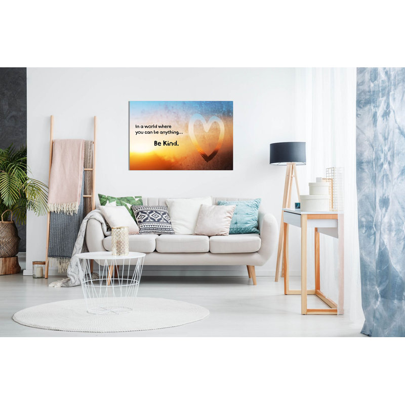 In A World Where You Can Be Anything Be Kind Quote - Wrapped Canvas Print, 20cm H x 31cm W