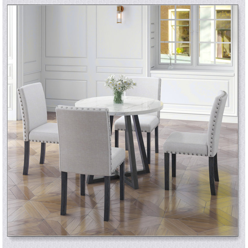 Beedie 5 - Piece Faux Marble Top Dining Set