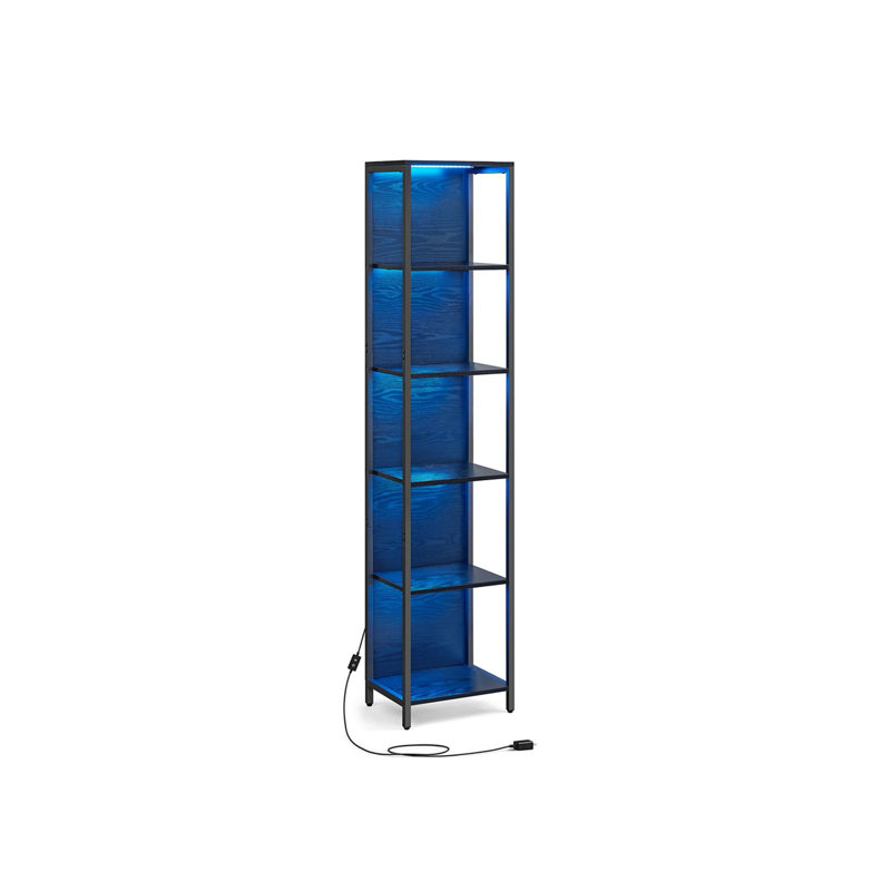 6-Tier LED Bookcase, Bookshelf With Dimmable Lights, Storage Shelf With Steel Frame
