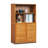 4-Tier Bookcase with Doors, Bamboo Bookshelf Freestanding Cube Storage Organizer with Open Shelves