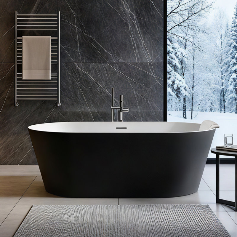 Transolid Freestanding Bathtub, Black/White, 23.25" H x 31.12" W x 66.87" D