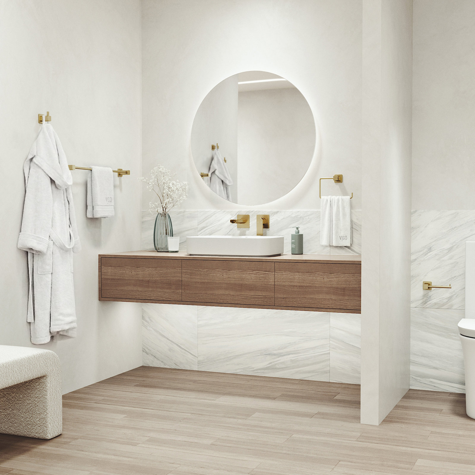 Meridian 4-Piece Bathroom Hardware Set, Gold