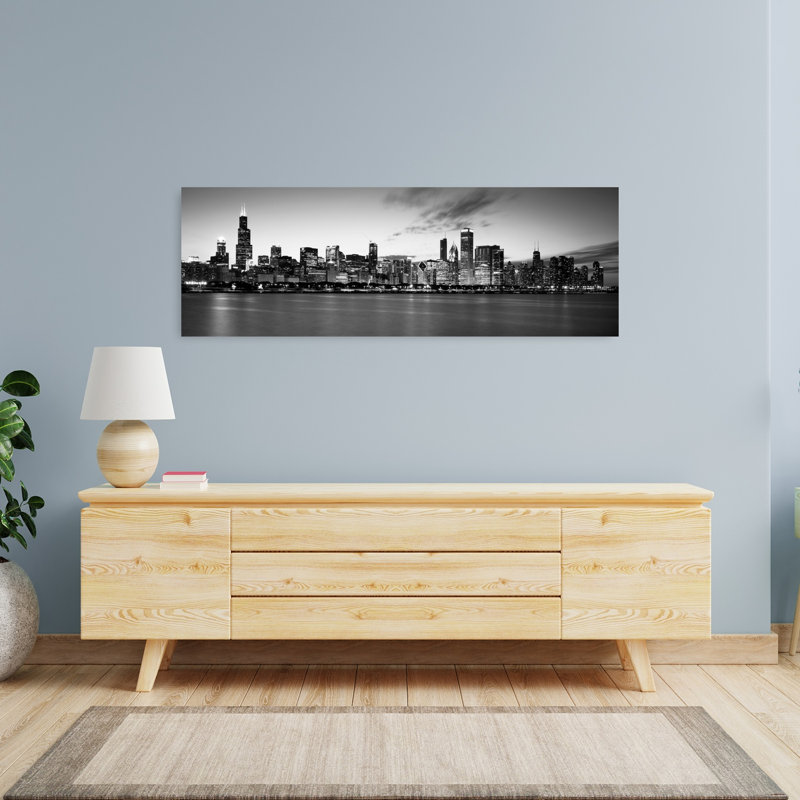 Buildings at the waterfront Lake Michigan Chicago Cook County Illinois USA 1 Piece Wrapped Canvas Panoramic Wall Art
