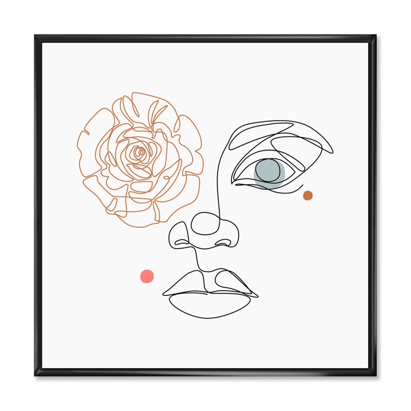 «Face féminine», impression sur toile, H 30 po x l 30 po x P 1 po, Cadre flottant noir