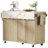 55.5" Fluted Kitchen Island with 2 Drop Leaf, Kitchen Storage Cart with Power Outlet, 4 Doors, Spice rack, Rolling Island Table with Faux Marble Top, Curved Edge for Kitchen, Dining Room,Natural-1274085297